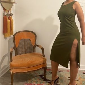 Sexy high slit vintage dress
